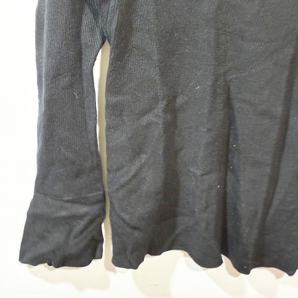 Favorite Daughter THE RUNWAY TOP Black Ribbed Long Bell Sleeve Top Size Large - Picture 3 of 6